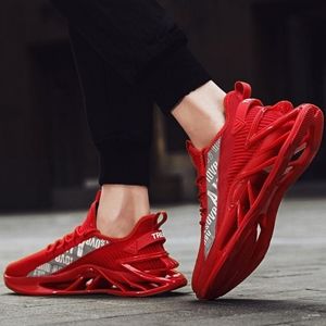 Men red hip hop blade running walking athlete sneakers shoes.